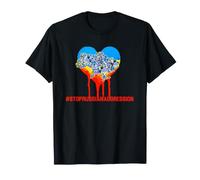 Stop Aggression Hope for Peace Cœur Bleu et Jaune T-Shirt