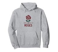 Stop and Smell The Roses Inspiration Floral Sweat à Capuche, Unisexe pour Adultes, Gris Chiné, XL