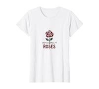 Stop and Smell The Roses Inspiration Floral T-Shirt, Femme, Blanc, 3XL