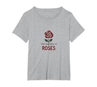 Stop and Smell The Roses Inspiration Floral T-Shirt, Femme Grandes Tailles, Gris Chiné, 5X