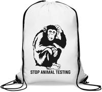 Stop Animal Testing Sac de gym décontracté avec cordon Blanc