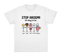 Stop au racisme, c'est normal d'être asiatique, noir, arabe, américain, t-shirt anti-racisme drôle, à manches courtes, col rond, nouveau t-shirt streetwear d'été A396-white