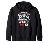 Stop Calling My Mom I'm Trying to Watch You Humour Garçons Filles Sweat à Capuche