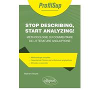 Stop describing, start analyzing ! Méthodologie du commentaire de littérature anglophone - Stéphane Sitayeb - Ellipses - broché - Méthode de langue