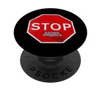 Stop Eating Animals Panneau Routier végétarien végétalien PopSockets PopGrip Adhésif