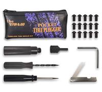 Stop & Go 1000 Pocket Tubeless Tire Plugger Kit de réparation avec Bouchons, alésoir/râpe, Outil de sonde, clé hexagonale, Couteau Rasoir, Composants Inclus dans Une Pochette zippée