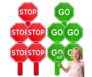 Stop Go Paddle - Waterproof Double Sided Guard Sign Warning Marker Traffic Control Safety Tool | Parking Signage For Kids Awareness Activities Outdoor Events Playtime School FunPlay Go Up