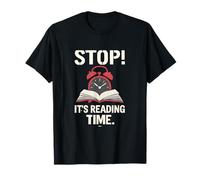 Stop! It's Reading Time Horloge rétro Motif livre T-Shirt