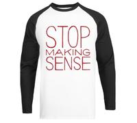 Stop Making Sense T-Shirt de Baseball Unisexe Blanc à Manches Noires White Unisex Baseball Tee Black Sleeve T-Shirt
