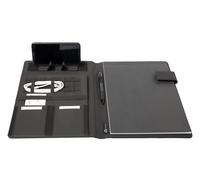 Stop Ocean Plastic 46221 RPET Moorea Porte-documents professionnel en nylon PET et cuir avec bloc-notes Organiseur pour bureau et quotidien Anthracite Format A4 env. 31 x 23 x 1,5 cm