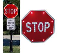 Stop Sign, Solar Powered LED Blinking Reflective Street Traffic Warning