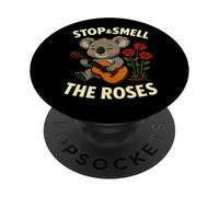 Stop & Smell The Roses Funny Koala Music Citation PopSockets PopGrip Adhésif