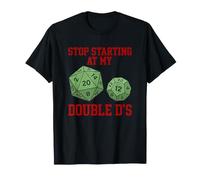 Stop Starting At My Double DS Jeu de dés Verts T-Shirt