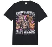 Stop Talking Start Mogging Funny Cat Meme Comfort Colors Adult Heavyweight T-Shirt