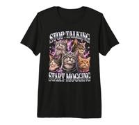 Stop Talking Start Mogging Funny Cat Meme T-Shirt Haut de Gamme