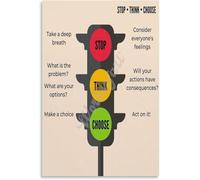 Stop Think Choose Mental Health Poster Mindfulness Affirmation for Self Care and Improvement Inspiring Wall-Art Decor for Bedroom Living Room(Unframed,08x12inch(20x30cm))