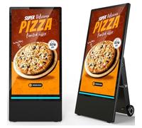 Stop-trottoir Numérique Extérieur 43", Écran LCD 2000 Nits Haute Luminosité, Batterie Rechargeable 10h, Affichage Dynamique Étanche IP65 avec Roues, pour Restaurant et Commerce de Détai(43 Pouces)