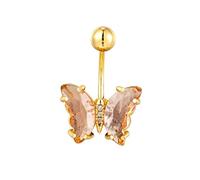 STOPI Coloré Cristal Papillon Nombril Boucle d'oreille 16g 10mm Nombril Piercing Anneaux Femme Oreille Lobe Stud Corps Bijoux