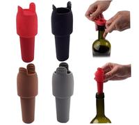 Stopper à vin en silicone, 4pcs Stoppeur de bouteille de vin scintillant à double scellé, bouchons bouteille inégalables réutilisables avec poignée, bouchons pour bouteilles la bière champagne