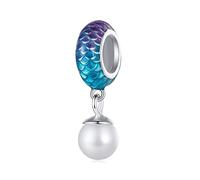 Stopper bead pour bracelets Pandora- Argent Sterling Coquillage Perle Ecaille de poisson breloque d'espacement en silicone avec boîte à bijoux