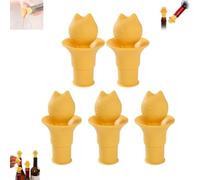Stopper de la bouteille de tête chat, Fun chaton en forme de chaton 2 en 1 boucle avec entonnoir, Nouvelles bouchons souples de bouteille en silicone qui sont l'épreuve des fuites (5pcs)