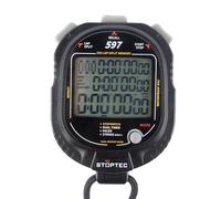 Stoptec 597 Chronomètre | Grand écran à 3 lignes | Mécanisme à points de pression | 500 mémoire | Double minuterie | Pacer | Mesure de la fréquence de frappe | Écran et son marche/arrêt | Résistant à