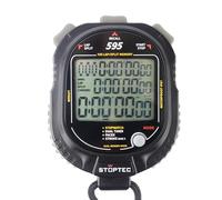 Stoptec Chronomètre 595 | Grand écran à 3 lignes | Mécanisme de point de pression | 100 mémoires | Double minuterie | Pacer | Mesure du nombre de frappe | Affichage et son marche/arrêt | Résistant à