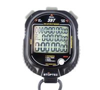 Stoptec Chronomètre 597 | Grand écran à 3 lignes | Mécanisme de point de pression | Mémoire 500 | Double minuterie | Pacer | Mesure du nombre de frappe | Affichage et son marche/arrêt | Résistant à la