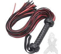stoqucel Fouet d'équitation en Cuir Rouge et Noir, utilisé pour Les Spectacles sur scène, l'entraînement équestre, Les Accessoires vestimentaires