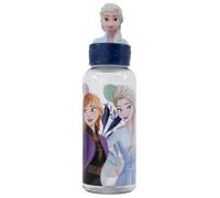 Stor Bouteille en plastique originale Disney Frozen 3D pour enfants avec couvercle décoré et personnages de dessins animés.