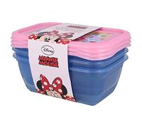 Stor 8412497111053Rectangulaire Snack Conteneurs 3 pièces Ensemble, Minnie Se Sentir Bien