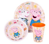 Stor 8412497412594Mélamine Vaisselle 3 pièces Ensemble sans Bord, Peppa Pig Comptes de gentillesse