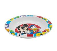 STOR Assiette creuse originale Disney Mickey en plastique rigide pour enfants, passe au micro-ondes, lavable et réutilisable.
