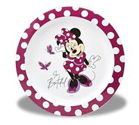Stor Assiette Enfant Minnie Mouse - Assiette Plate Réutilisable Sans BPA - Assiette d’Apprentissage en Plastique Bordeaux 22 cm - Vaisselle Enfant Légère et Incassable