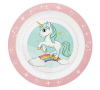 Assiette pour enfant réutilisable en plastique pour micro-ondes Licorne