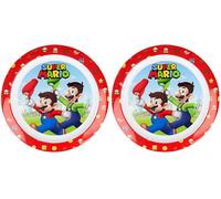Stor Assiette réutilisable en plastique pour enfant - Passe au micro-ondes - Super Mario (Lot de 2)