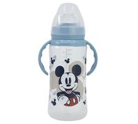 STOR Biberon col large 360 ml tétine silicone 3 positions avec anses Mickey Mouse Full of Smiles