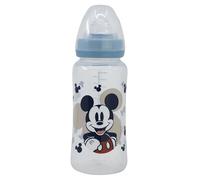 STOR Biberon Col Large 360ml Mickey Mouse Tétine Silicone 3 Positions avec Anses Anti Colique Disney Baby 0 Mois Sans BPA