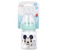 Stor Biberon Disney Mickey Mouse pour enfants 150 ml, plastique sans BPA, avec tétine en silicone, système anti-coliques, lavable et réutilisable