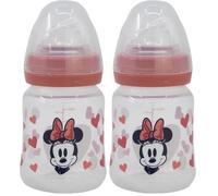 STOR Biberon Minnie Mouse avec Tétine Silicone 3 Positions 150ml - Système Anti-Coliques Col Large Bébé 0 Mois Disney Baby (Lot de 2)