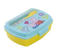 Stor Boite a Dejeuner Enfant Peppa Pig avec Couverts 1464ml - Lunch Box Rectangulaire Plastique sans BPA pour Ecole et Gouter