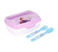 Stor Boîte à sandwich en plastique Disney Frozen pour enfants avec couverts, sans BPA, lavable et réutilisable avec verrou de sécurité