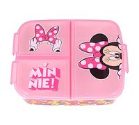 STOR Boîte à Sandwich en Plastique Disney Minnie Mouse pour Enfants, sans BPA, avec 3 Compartiments et Verrouillage de sécurité, Lavable et réutilisable