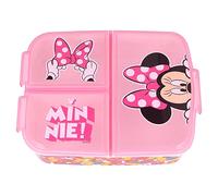 STOR Boîte à Sandwich en Plastique Disney Minnie Mouse pour Enfants, sans BPA, avec 3 Compartiments et Verrouillage de sécurité, Lavable et réutilisable