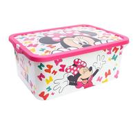 Stor Boîte de Rangement Enfant Minnie Mouse avec Couvercle Click 13 Litres - Organisateur Jouets Plastique Résistant pour Chambre