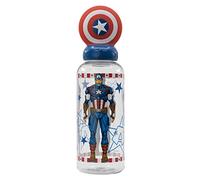 Stor Bouteille d'eau en plastique Marvel Captain America 560 ml pour enfants avec couvercle décoré et personnages 3D.
