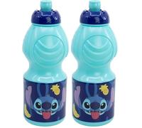 Stor Bouteille Disney Stitch originale pour enfants 400 ML sans BPA, avec bouchon anti-goutte, bande antidérapante et forme ergonomique (Lot de 2)