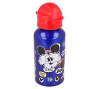 STOR Bouteille en Aluminium Disney Mickey Originale pour Enfants réutilisable de 500 ML avec Bec verseur et Bouchon de sécurité pour éviter Les éclaboussures.