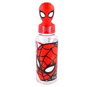 Stor Bouteille en plastique 3D originale Marvel Spiderman 560 ml pour enfants avec couvercle décoré et figurine 3D des personnages les plus célèbres.