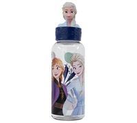 Stor Bouteille en plastique originale Disney Frozen 3D pour enfants avec couvercle décoré et personnages de dessins animés.
